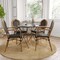 Merrick Lane Mael Set of Two Stacking Thonet Bistro Style Chair with Textilene Seat and Bamboo Finished Metal Frame for Indoor/Outdoor Use